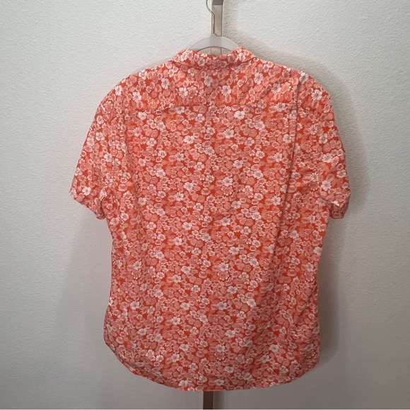 J. Crew Re-Imagined Short Sleeve Button Down Orange & White Floral Print XL - Picture 7 of 7